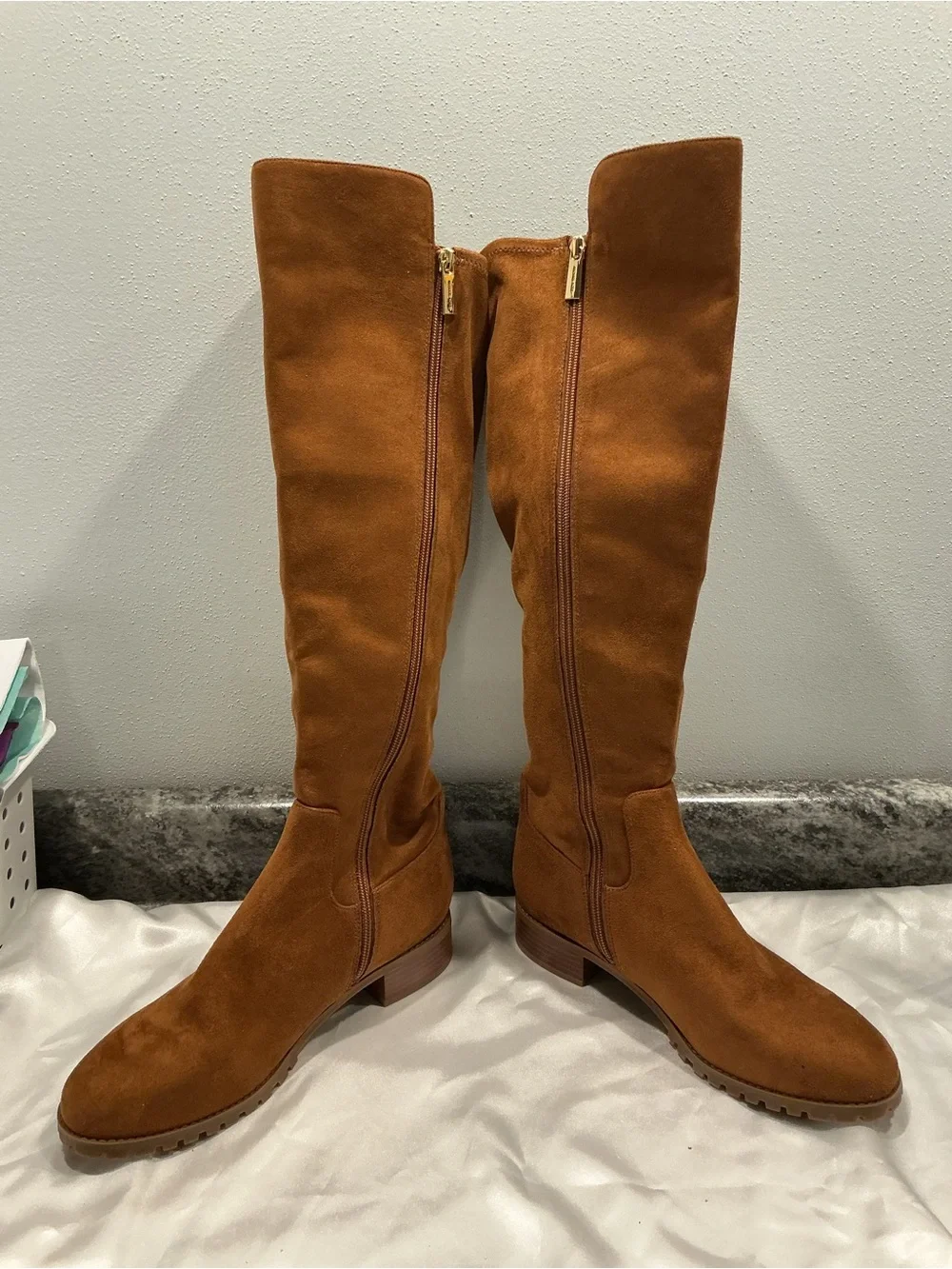 New Michael Kors Faux Suede Over the Knee Boots - Chestnut Brown